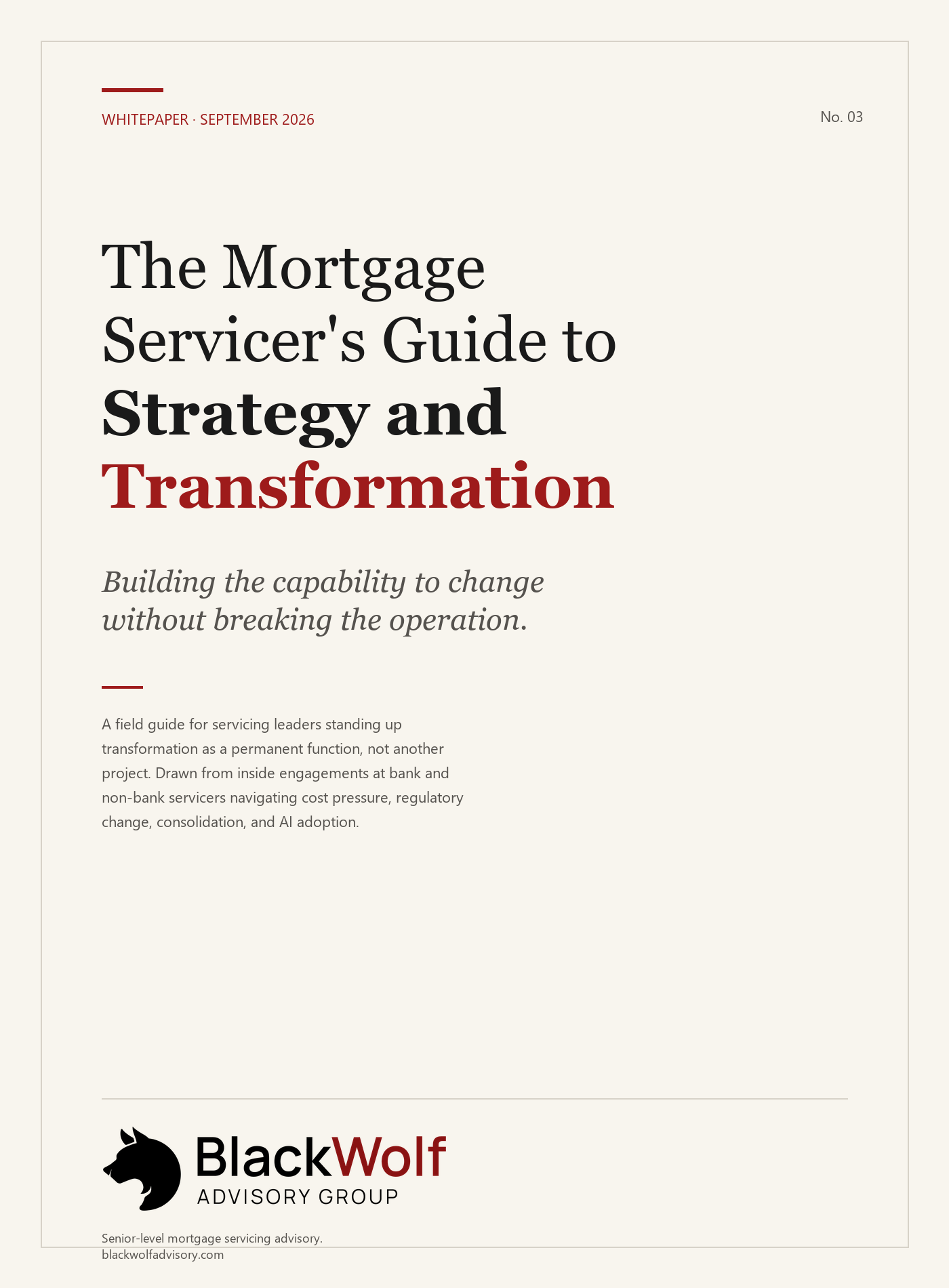 The Mortgage Servicer's Guide to Strategy and Transformation — cover